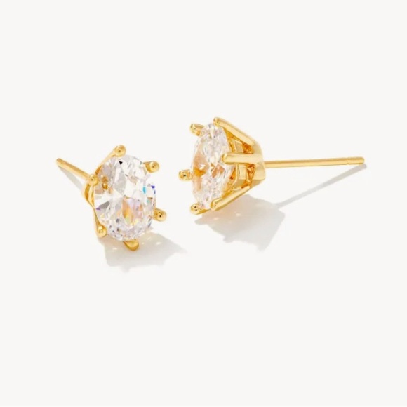 Kendra Scott Cailin Gold Crystal Stud Earrings in White Crystal - Picture 9 of 11